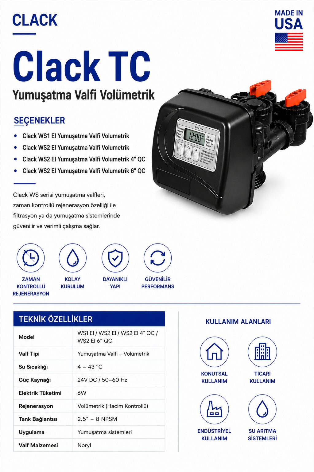 Clack WS1 EI Yumuşatma Valfi Volumetrik