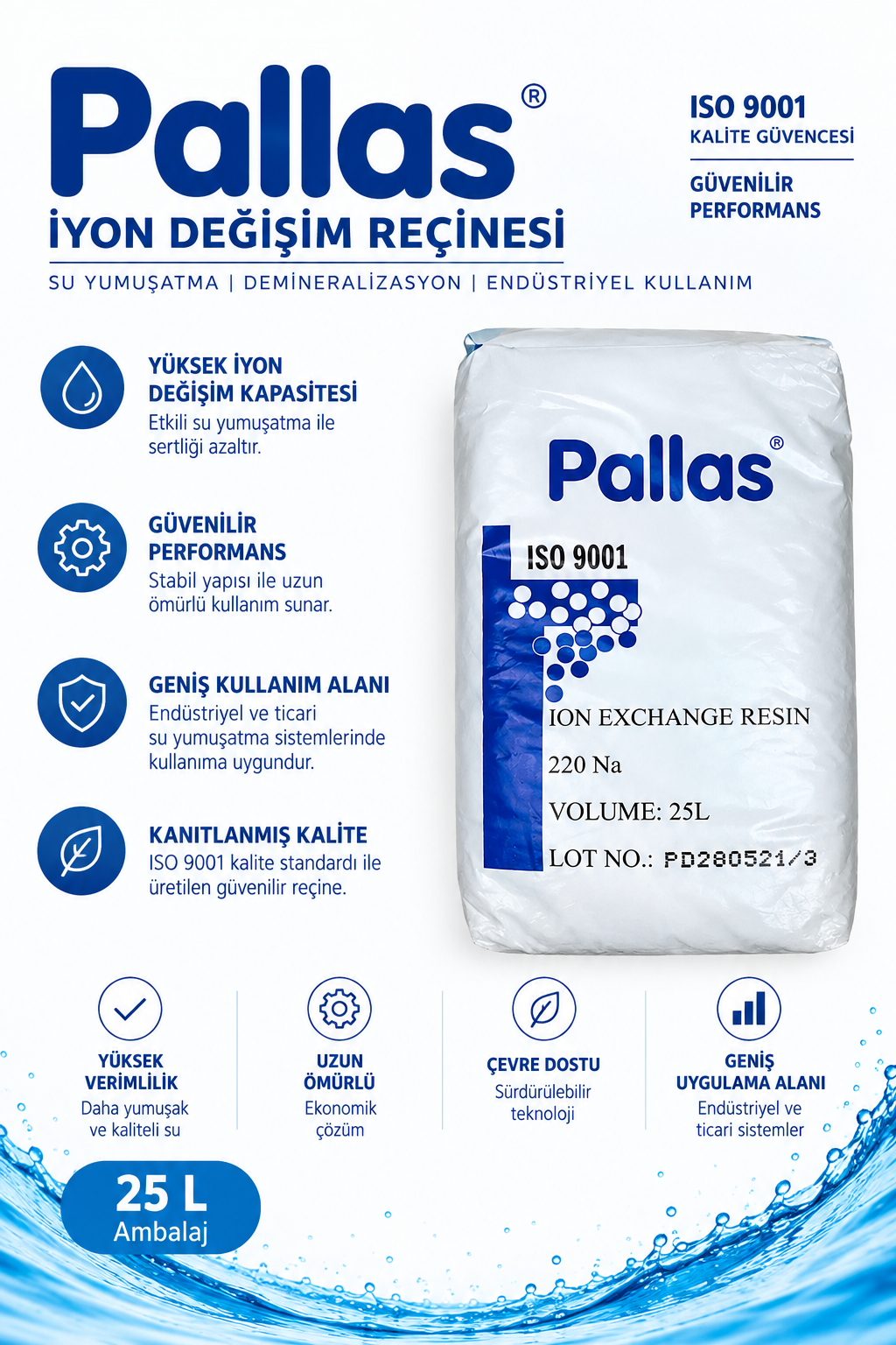 Katyonik Reçine Pallas 25 Lt