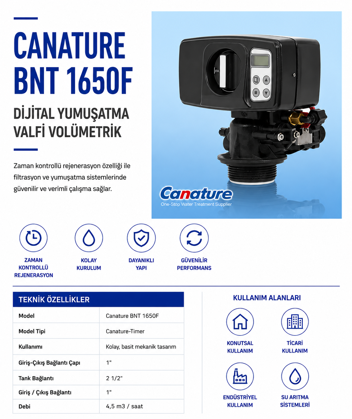 Canature BNT 1650F Dijital Yumuşatma Valf Volümetrik