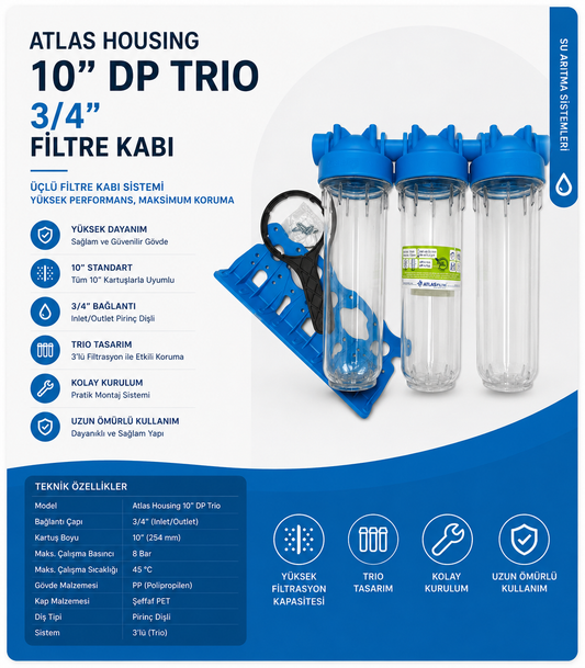 Atlas Housing 10" 3P Trio 3/4" Filtre Kabı