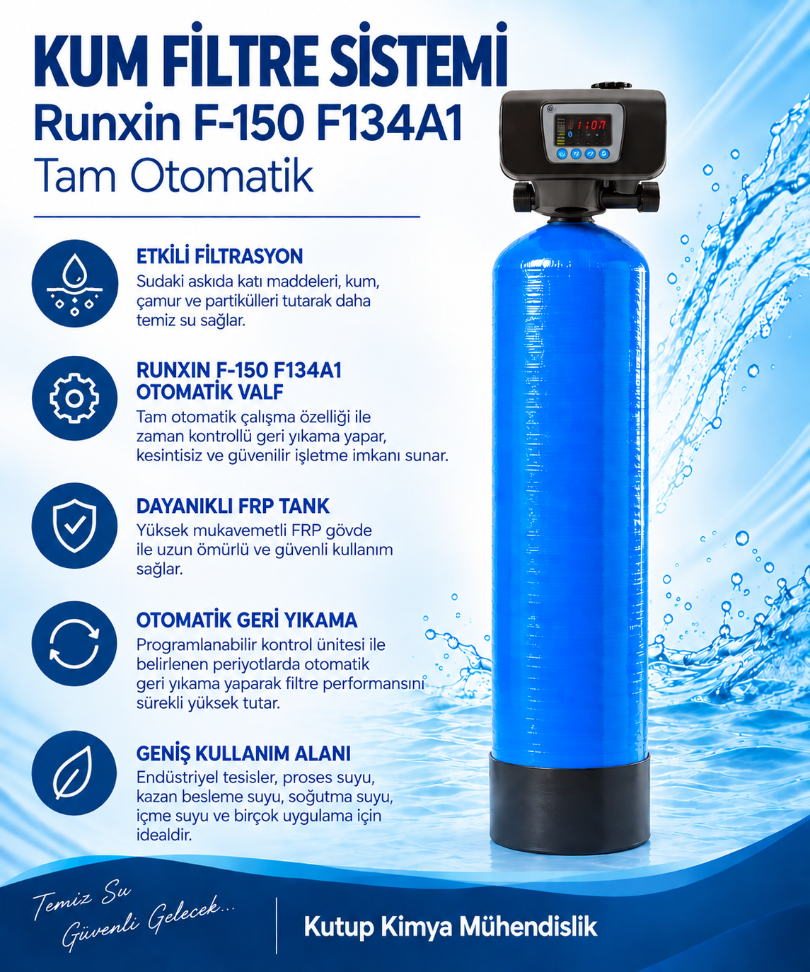 Kum Filtre Sistemi Runxin F-100 F134A1 Tam Otomatik