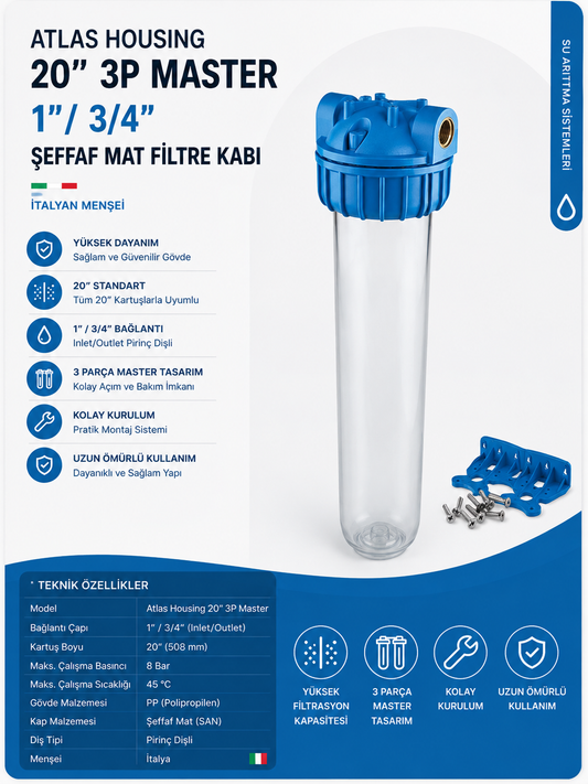 Atlas Housing 20” 3p Master 1'' Filtre Kabı