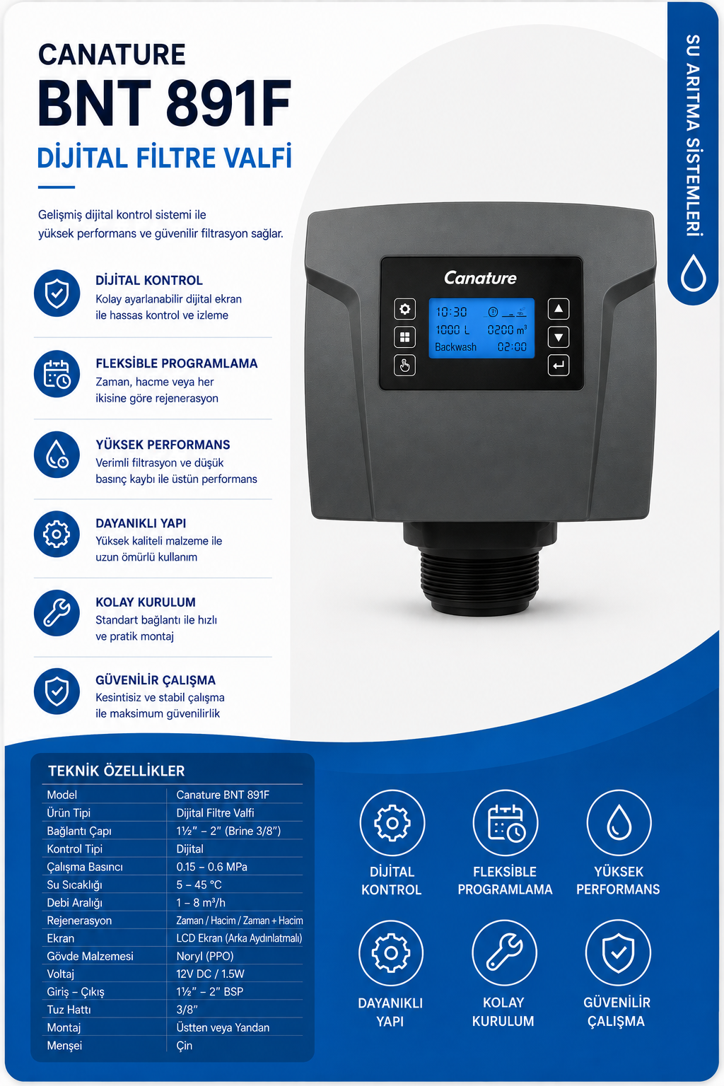 Canature BNT 891F Dijital Filtre Valf