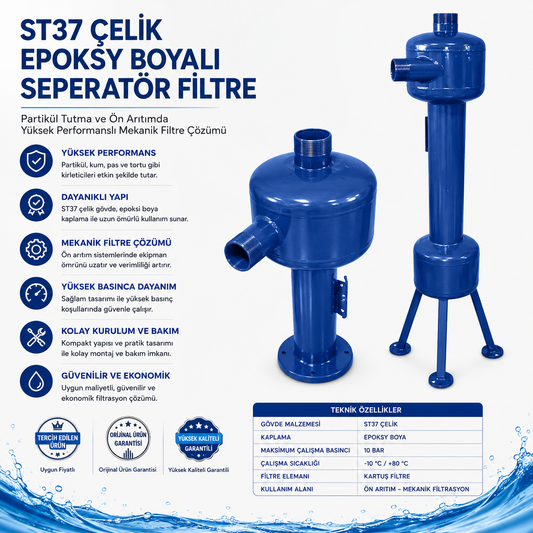 Seperatör Filtre  ST 37 Karbon Çelik (Epoksi Boyalı)
