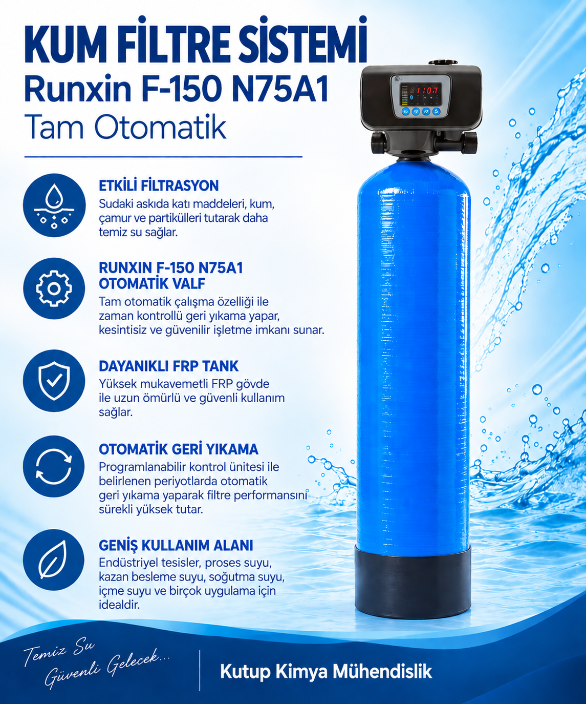 Kum Filtre Sistemi Runxin F-150 N75A1 Tam Otomatik
