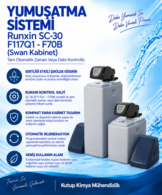 Yumuşatma Sistemi Runxin SC-30 F69A3 - F70B (Swan Kabinet) Tam Otomatik Zaman Veya Debi Kontrollü