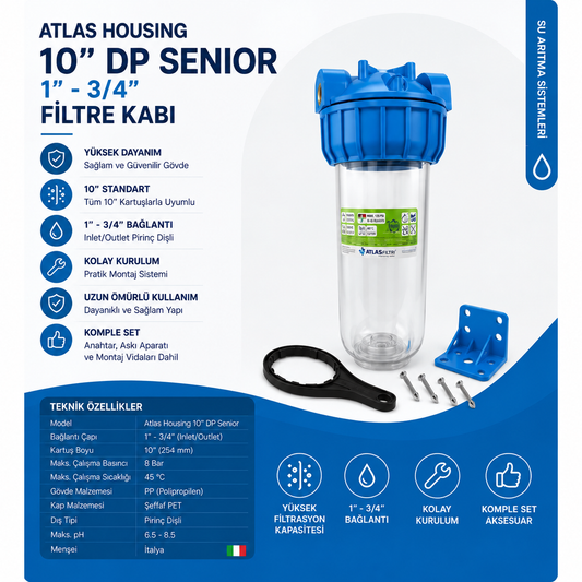 Atlas Housing 10” DP Senior 1'' Filtre Kabı