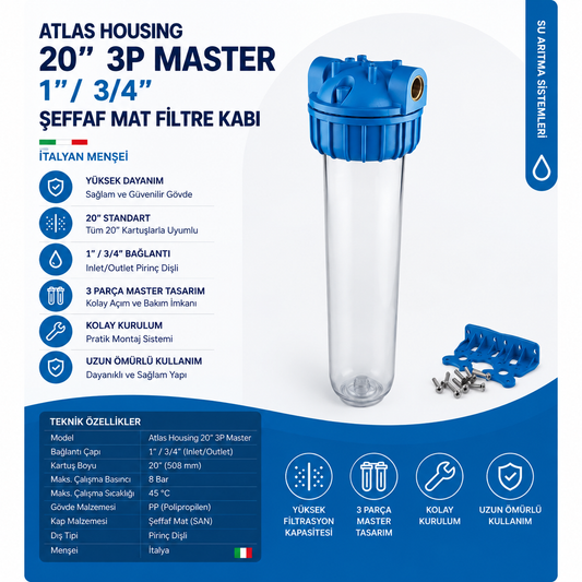 Atlas Housing 20” 3p Master 1'' Filtre Kabı