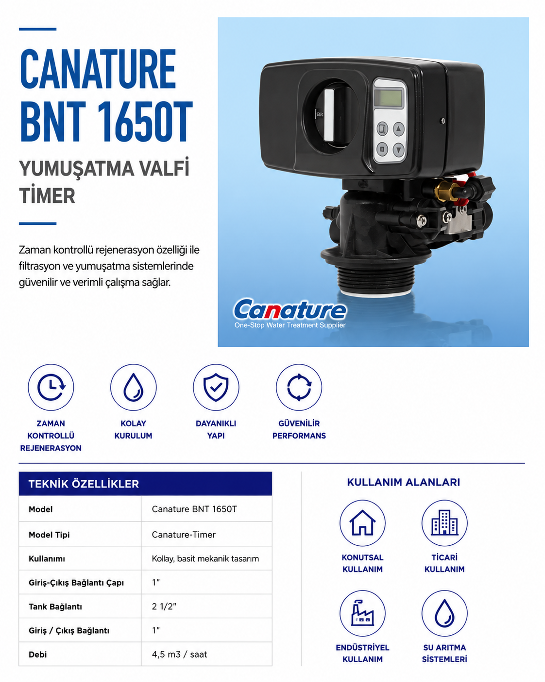 Canature BNT 1650T Yumuşatma Valf Timer