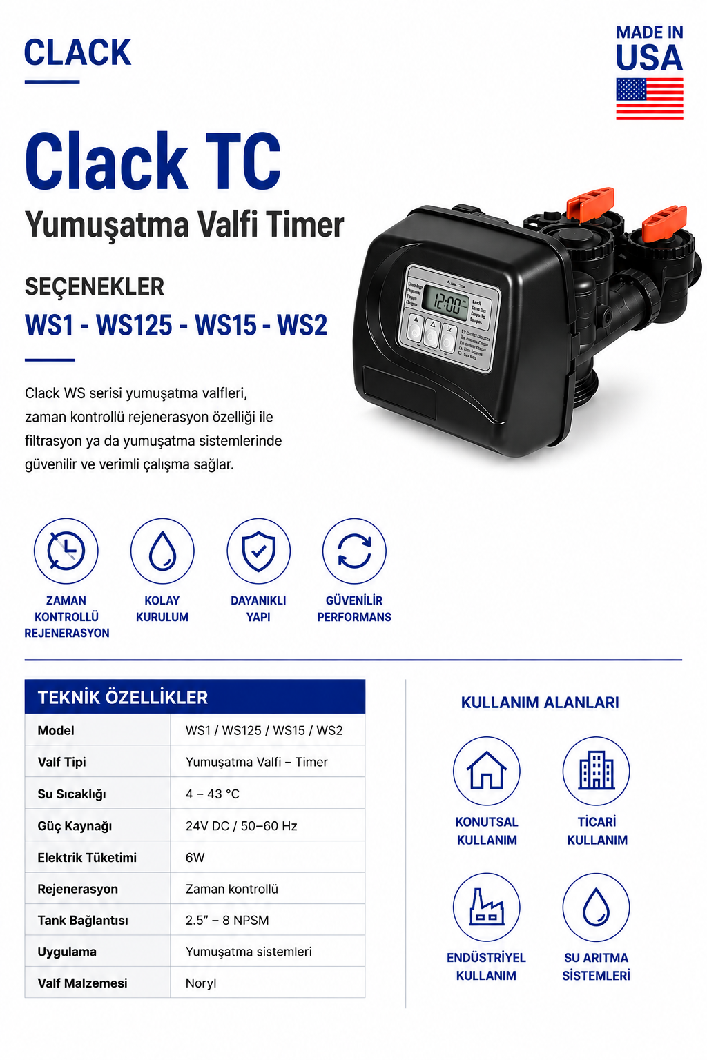 Clack WS15 EI Yumuşatma Valfi Timer