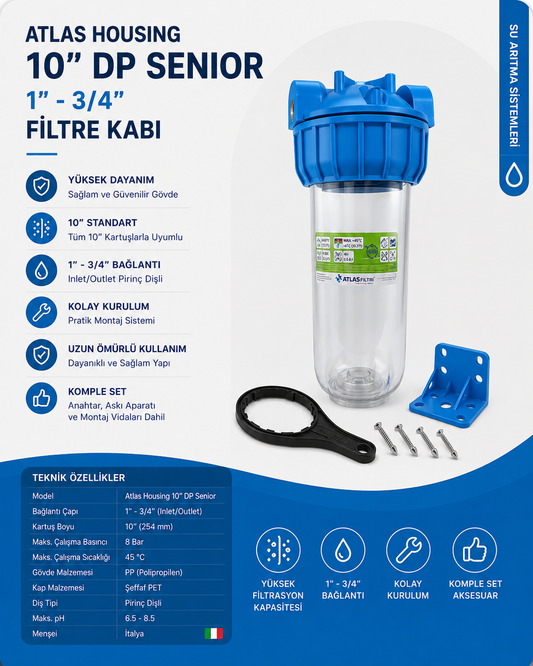 Atlas Housing 10” DP Senior 1'' Filtre Kabı
